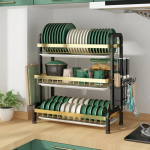 3 tier blue gold dish rack