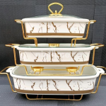 ceramic 3pcs chafing dish set