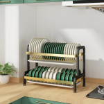 3 tier blue gold dish rack