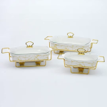 ceramic 3pcs chafing dish set