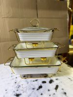 ceramic 3pcs chafing dish set